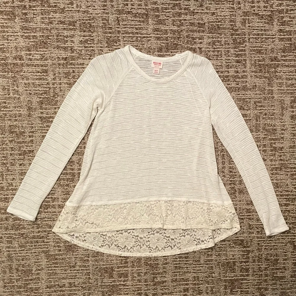 Lace Trimmed White Sweater